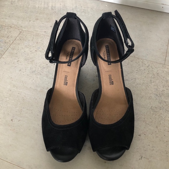 SEEKING* Clark’s Suede Peep Toe Wedges (do you have these? - Picture 1 of 9